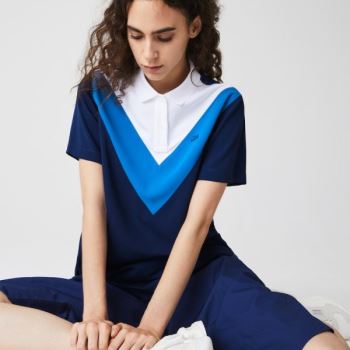 Lacoste Lacoste Straight fit Colourblock Flowy And Lightweight Polo Dámské - Polo Blankyt / Bílé | C